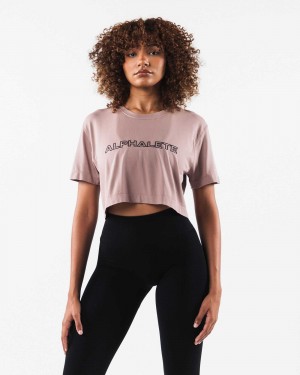 Camisa Manga Corta Alphalete Core Airtech SS Crop Mujer Marrom | Mexico-984753