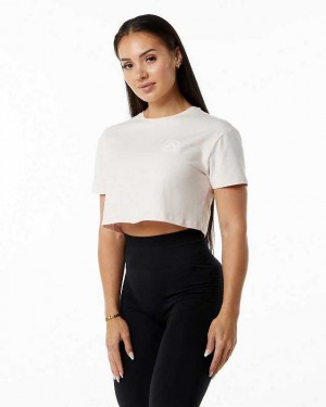 Camisa Manga Corta Alphalete Dynasty Crop Mujer Rosas | Mexico-760523