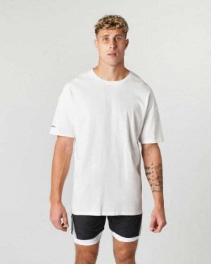 Camisa Manga Corta Alphalete Heavy Algodon Core Hombre Blancos | Mexico-103549