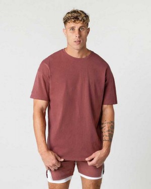 Camisa Manga Corta Alphalete Heavy Algodon Core Hombre Rojos | Mexico-932715