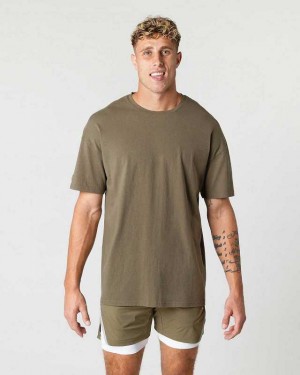 Camisa Manga Corta Alphalete Heavy Algodon Core Hombre Verdes | Mexico-823941