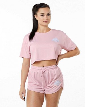 Camisa Manga Corta Alphalete Varsity Crop Mujer Rosas | Mexico-582194