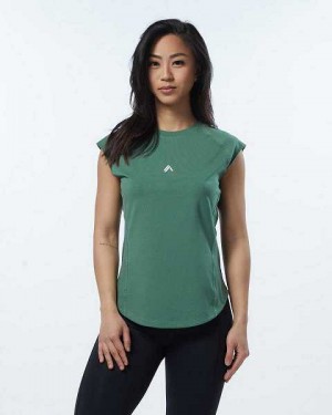 Camisa Manga Corta Alphalete Velocity Mujer Verdes | Mexico-645308