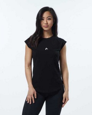 Camisa Manga Corta Alphalete Velocity Mujer Negros | Mexico-150639