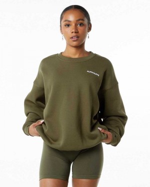 Camisa Manga Larga Alphalete Classic Crew Mujer Verdes | Mexico-672135