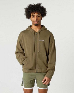 Chamarras Alphalete Classic Full-Zip Hombre Verdes | Mexico-308295