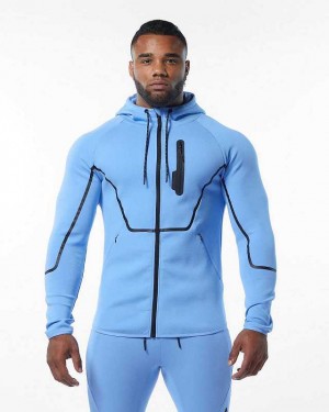 Chamarras Alphalete ELMTS Atléticos Hombre Azules Claro | Mexico-761403