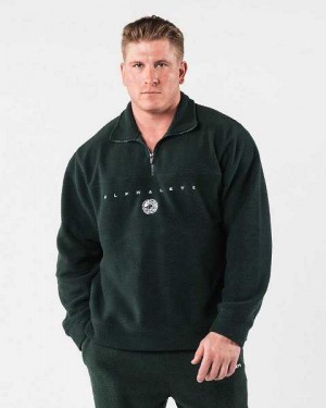 Chamarras Alphalete King Quarter Zip Unisex Verdes | Mexico-470158