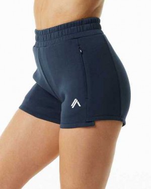 Short Alphalete ELMTS Atléticos 3.5" Mujer Azul Marino | Mexico-579362