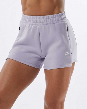 Short Alphalete ELMTS Atléticos 3.5" Mujer Morados | Mexico-396280