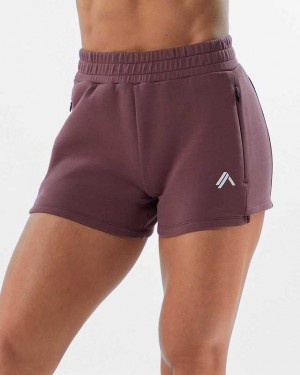 Short Alphalete ELMTS Atléticos 3.5" Mujer Morados | Mexico-219536