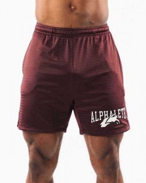 Short Alphalete Wolf Head Mesh 6" Hombre Vino | Mexico-540631