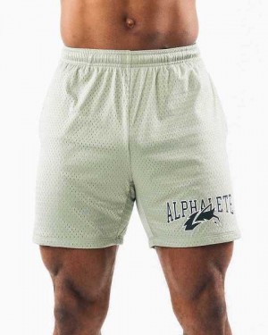 Short Alphalete Wolf Head Mesh 6" Hombre Verde Oliva | Mexico-563498