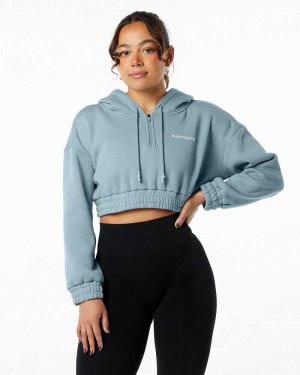 Sudadera con Capucha Alphalete Classic Capital Crop Mujer Azules | Mexico-043765