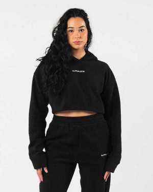 Sudadera con Capucha Alphalete King Crop Mujer Negros | Mexico-490781