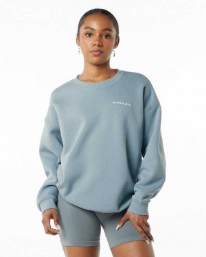 Suéter Alphalete Classic Crew Mujer Azules | Mexico-810794