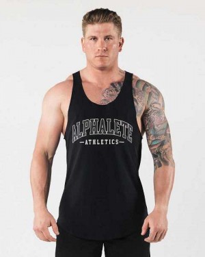 Tank Top Alphalete AA Raw Cut Hombre Negros | Mexico-185497