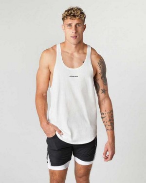 Tank Top Alphalete Heavy Algodon Core Stringer Hombre Blancos | Mexico-812063