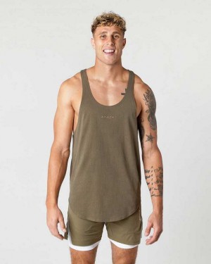 Tank Top Alphalete Heavy Algodon Core Stringer Hombre Verdes | Mexico-802437