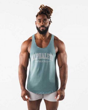 Tank Top Alphalete Paisley Print Raw Cut Hombre Azules | Mexico-418752