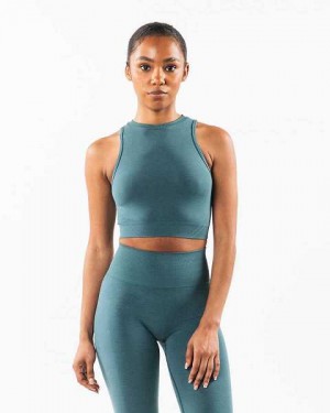 Tank Top Alphalete Stratus Crop Mujer Azules | Mexico-613207