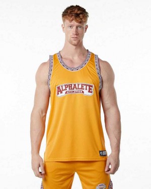 Tank Top Alphalete Varsity Basketball Hombre Amarillos | Mexico-478619