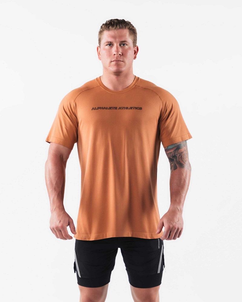 Camisa Manga Corta Alphalete AA Airtech Hombre Naranjas | Mexico-957068