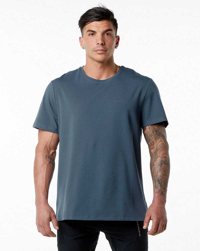 Camisa Manga Corta Alphalete Classic Hombre Azules | Mexico-326715