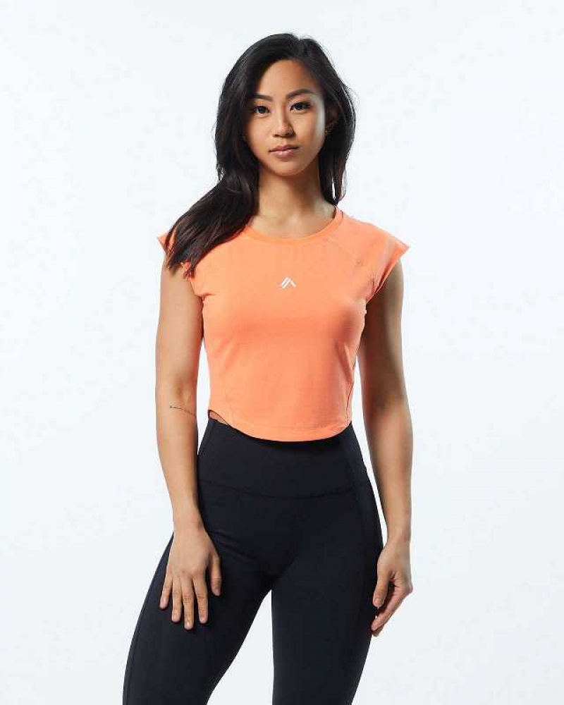 Camisa Manga Corta Alphalete Velocity Crop Mujer Naranjas | Mexico-081234