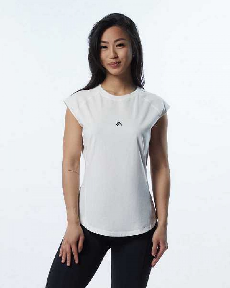 Camisa Manga Corta Alphalete Velocity Mujer Blancos | Mexico-413098