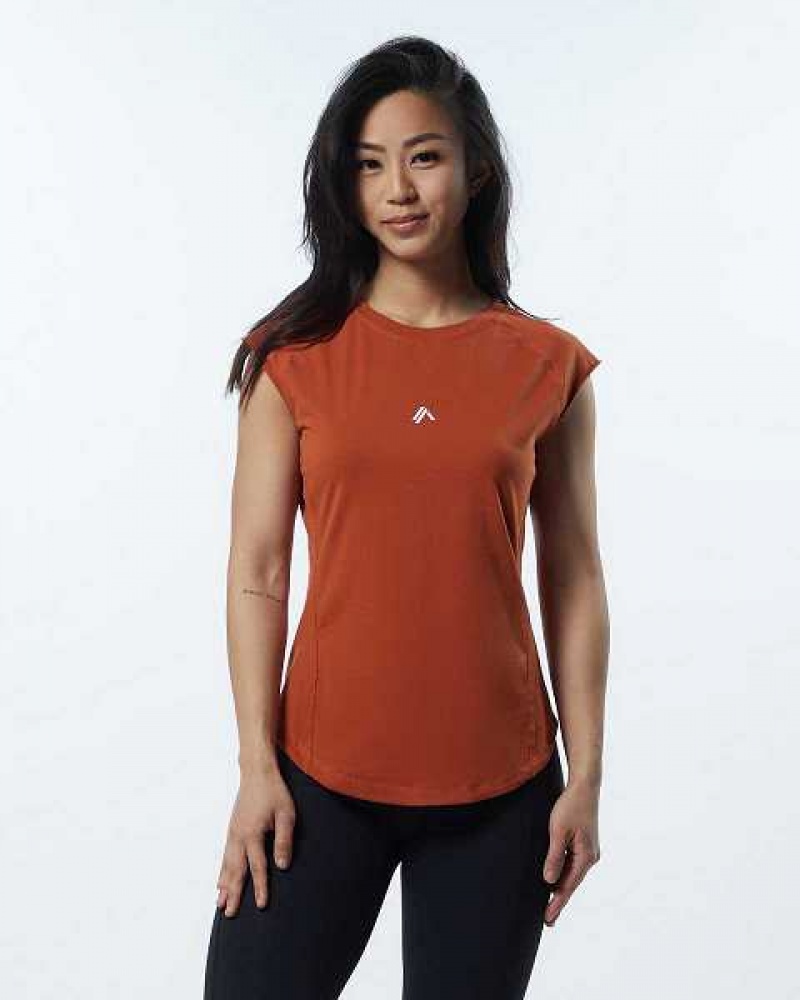 Camisa Manga Corta Alphalete Velocity Mujer Naranjas | Mexico-526809