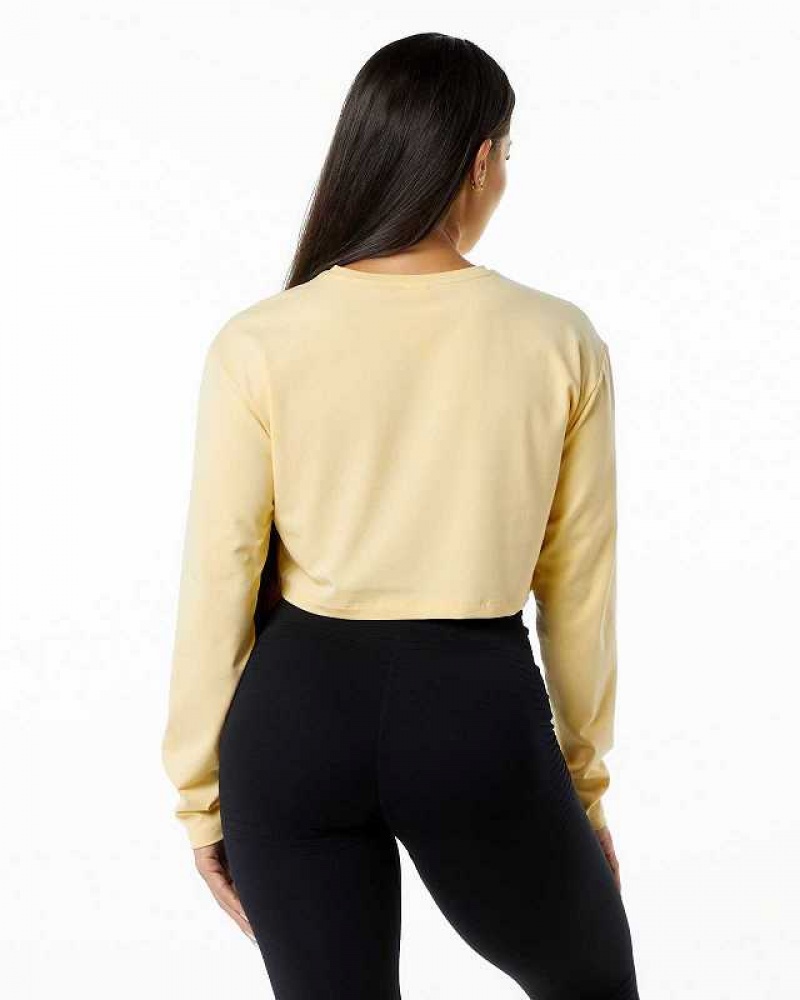 Camisa Manga Larga Alphalete Dynasty LS Crop Mujer Amarillos | Mexico-079164