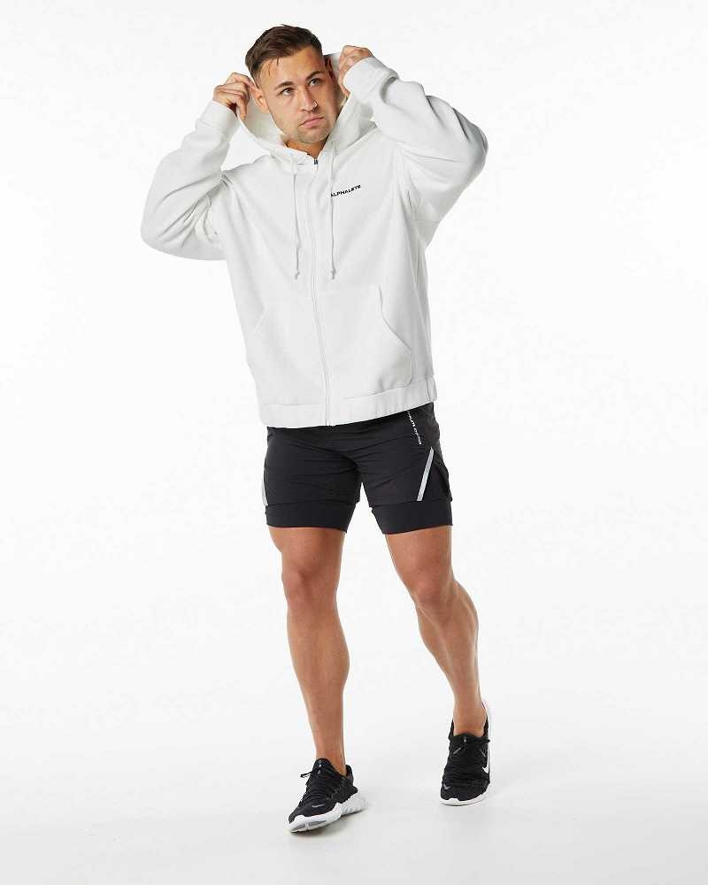 Chamarras Alphalete Classic Full-Zip Hombre Blancos | Mexico-046981