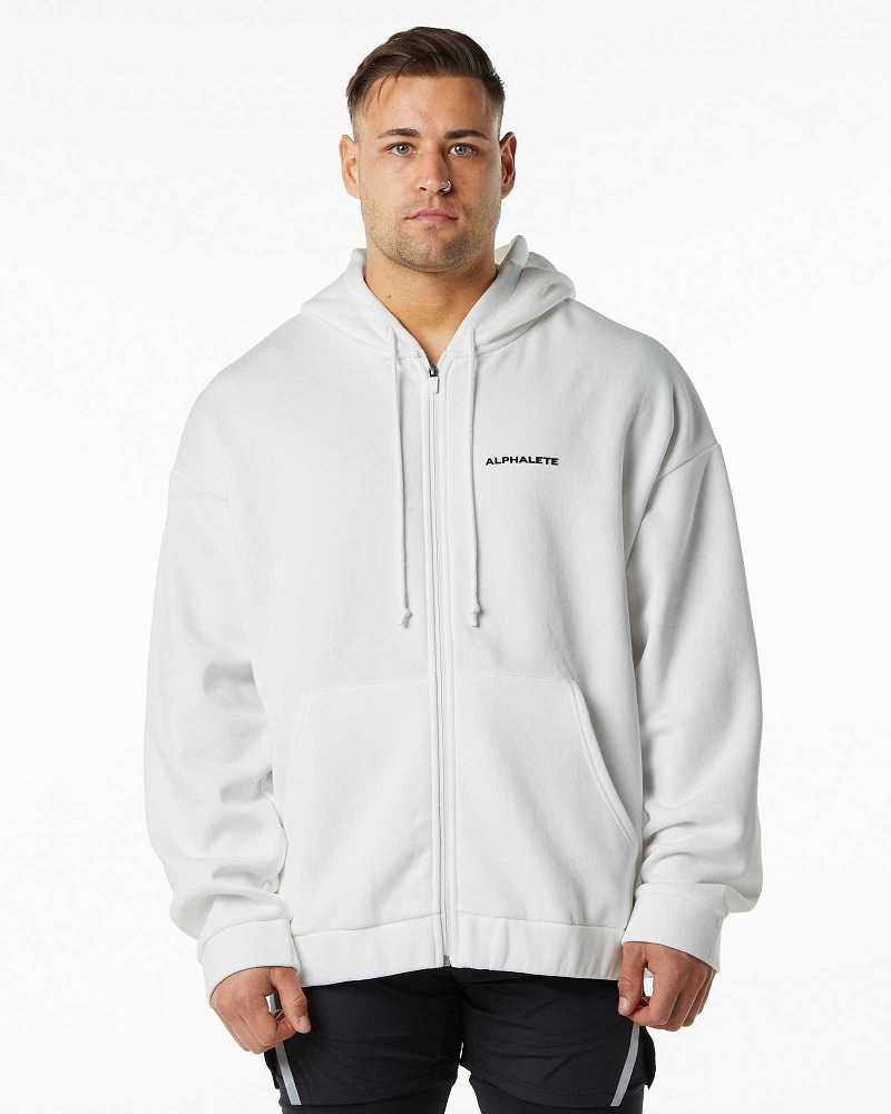 Chamarras Alphalete Classic Full-Zip Hombre Blancos | Mexico-046981