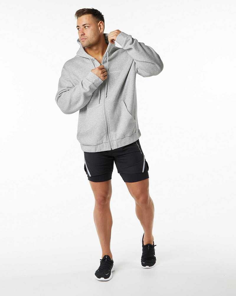 Chamarras Alphalete Classic Full-Zip Hombre Grises | Mexico-351987