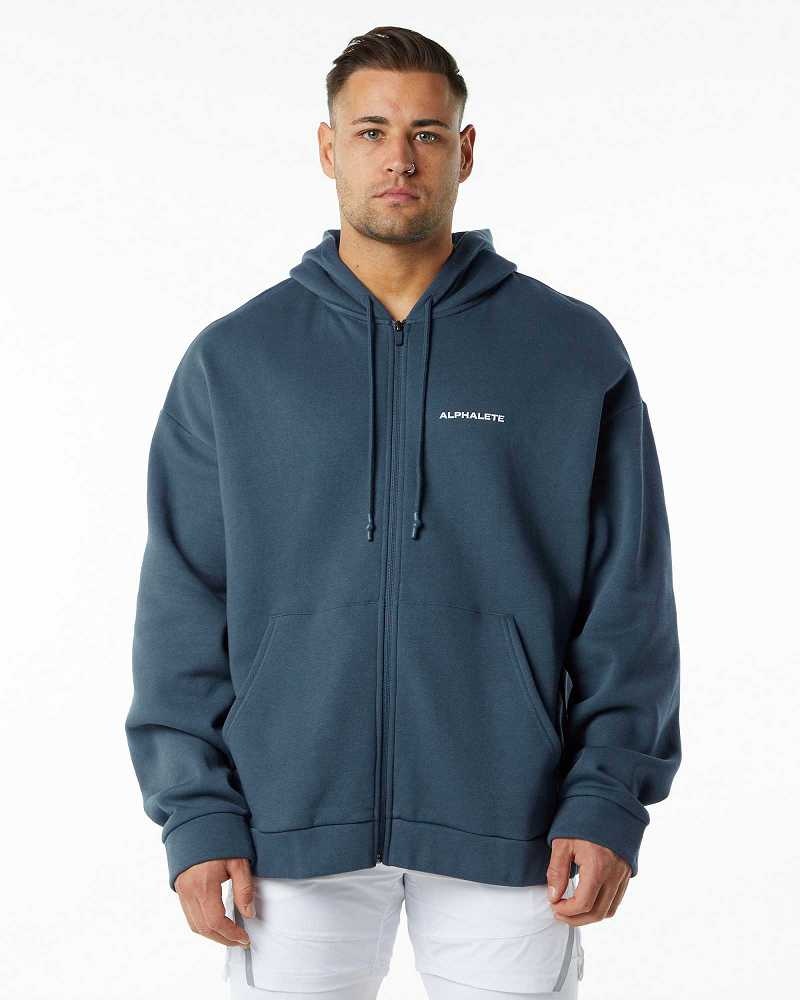 Chamarras Alphalete Classic Full-Zip Hombre Azules | Mexico-271869