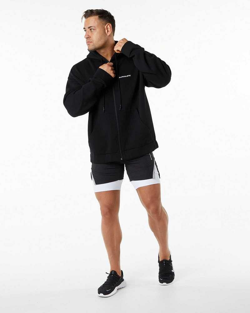 Chamarras Alphalete Classic Full-Zip Hombre Negros | Mexico-167094