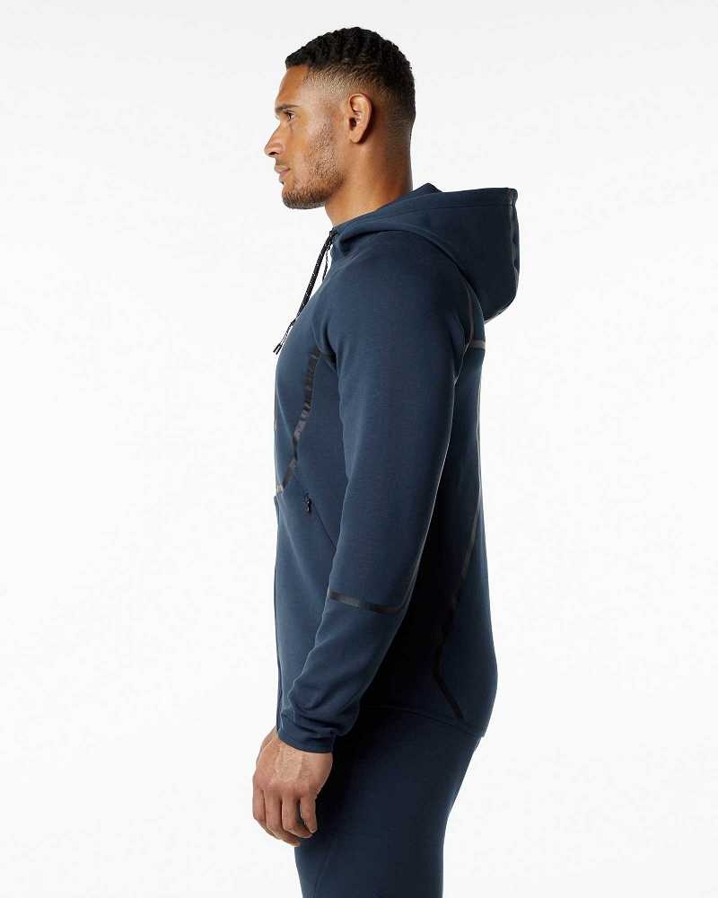 Chamarras Alphalete ELMTS Atléticos Hombre Azules | Mexico-257418