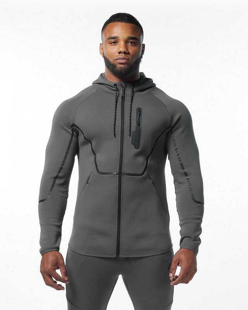 Chamarras Alphalete ELMTS Atléticos Hombre Grises | Mexico-549203