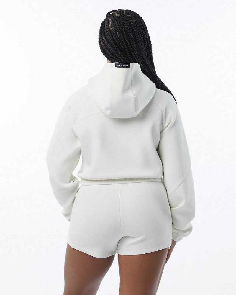 Chamarras Alphalete ELMTS Full-Zip Crop Mujer Blancos | Mexico-817654