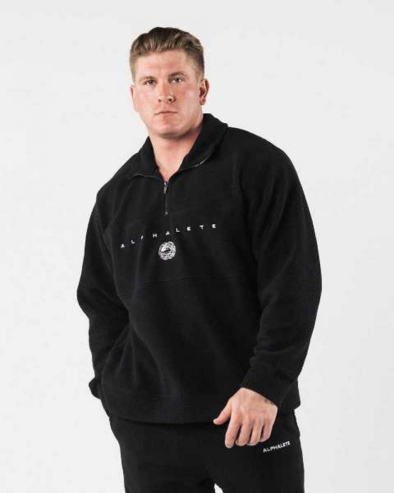 Chamarras Alphalete King Quarter Zip Unisex Negros | Mexico-872095