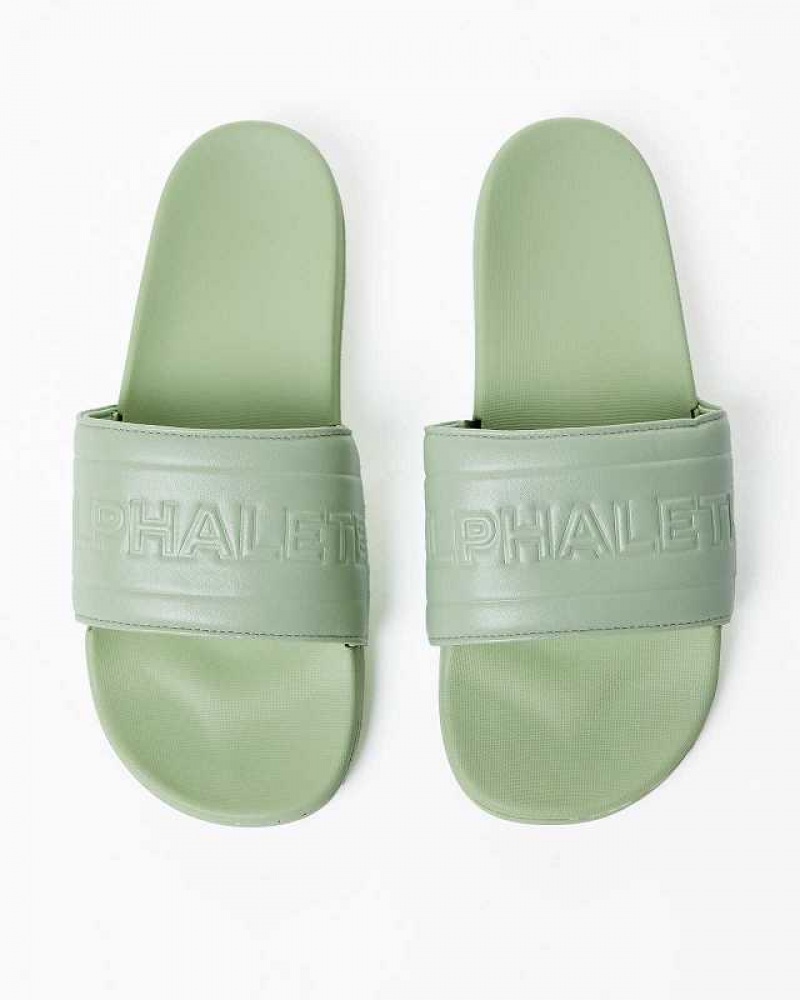 Chanclas Alphalete Essential Core Unisex Verdes Claro | Mexico-162798