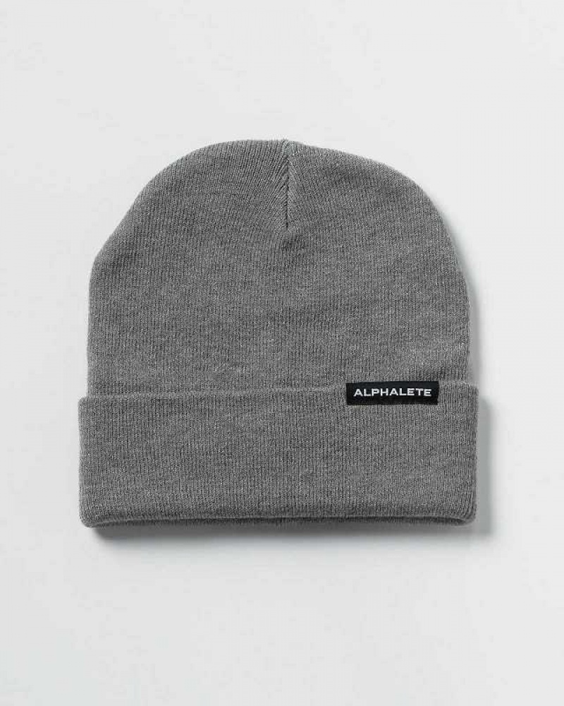 Gorro Alphalete Essential Foldover Unisex Grises | Mexico-649802