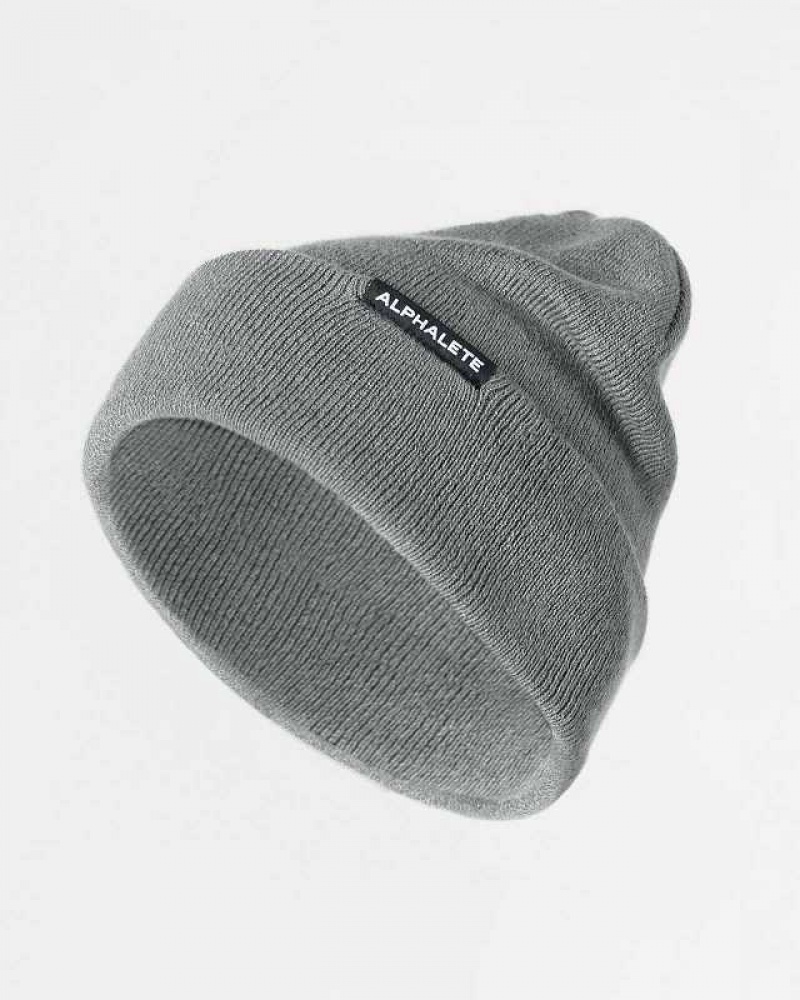 Gorro Alphalete Essential Foldover Unisex Grises | Mexico-649802