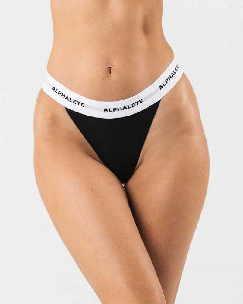 Ropa Interior Alphalete Acute Tanga Mujer Negros | Mexico-640935