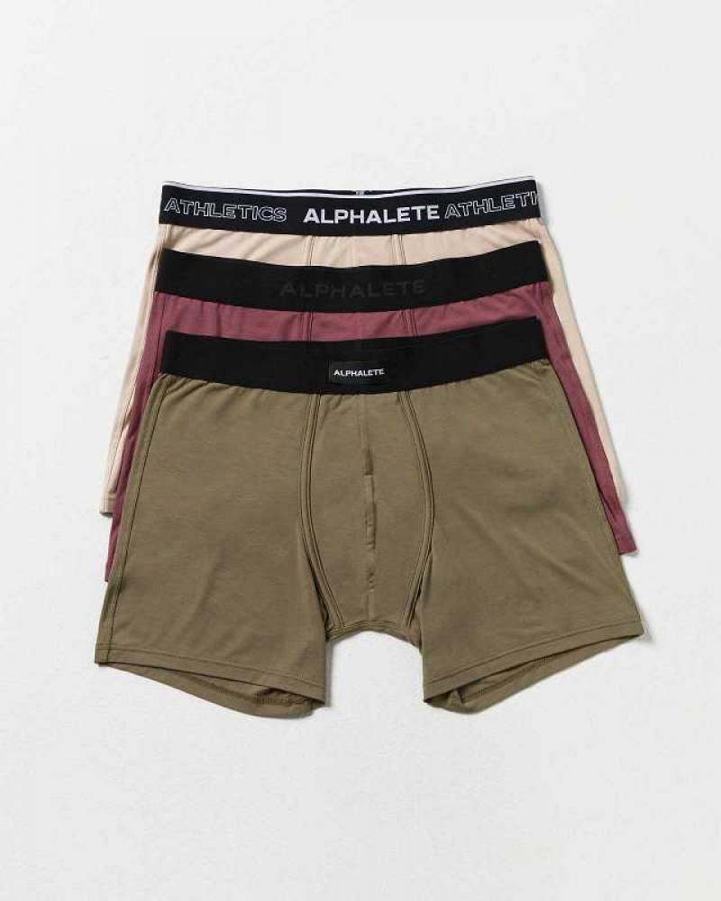 Ropa Interior Alphalete Classic Boxer Brief 3pk Hombre Marrom | Mexico-764531