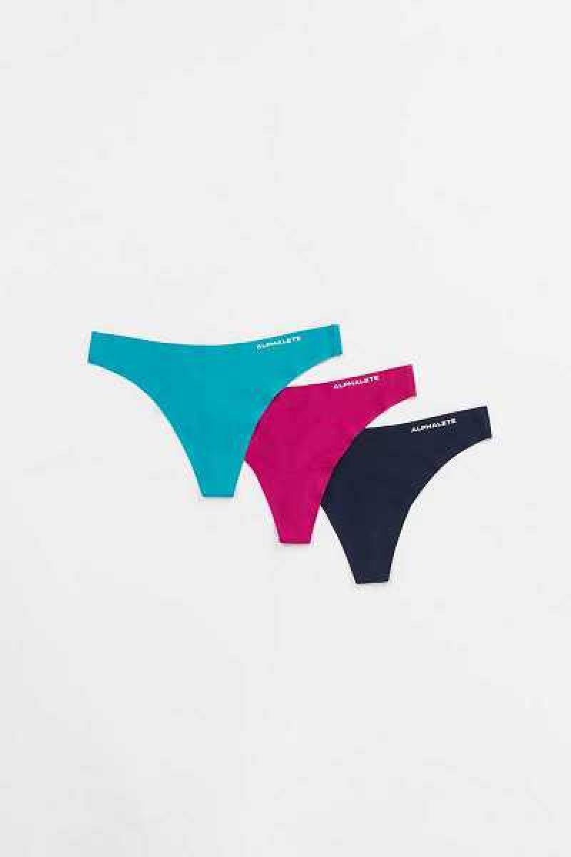 Ropa Interior Alphalete Seamless Tanga 3pk Mujer Turquesa Fucsia | Mexico-026349