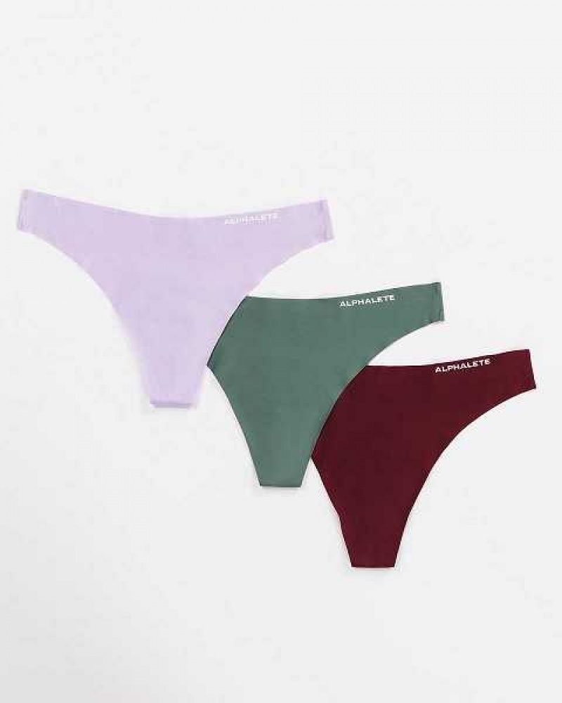 Ropa Interior Alphalete Seamless Tanga 3pk Mujer Verdes | Mexico-197850