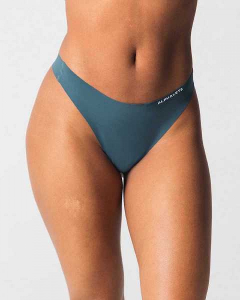 Ropa Interior Alphalete Seamless Tanga 3pk Mujer Grises Azul Marino Negros | Mexico-231586