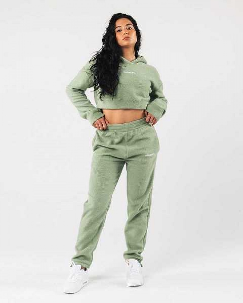 Sudadera con Capucha Alphalete King Crop Mujer Verdes | Mexico-063724